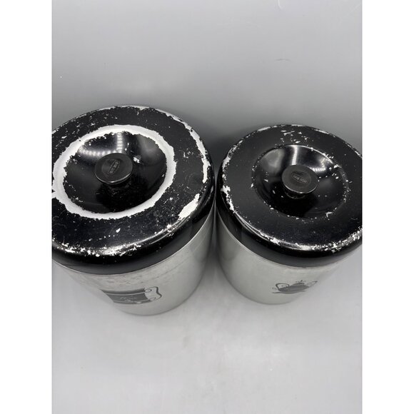 Vtg West Bend Set Of 2 Aluminum Flour Sugar Canisters MCM Retro - Picture 4 of 8